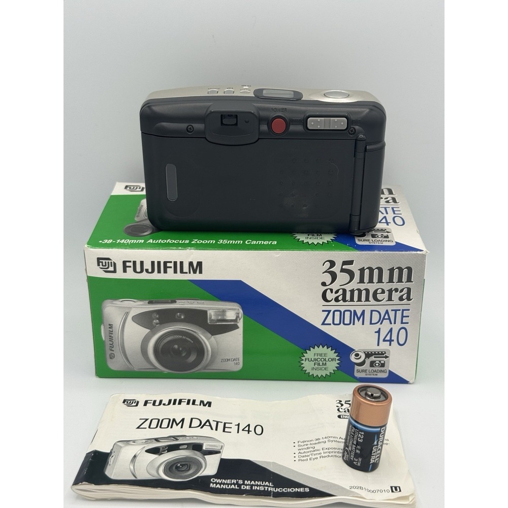 Vintage Fujifilm Zoom Date 140 Point Shoot 35mm Film Camera Silver Untested - Picture 3 of 7